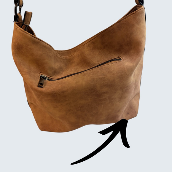 Sam & Hadley Brown Woven Hobo Bag Slouchy Faux Suede Shoulder - Picture 13 of 16